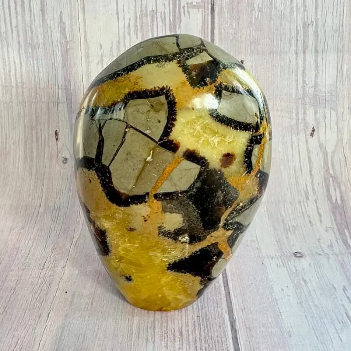 Septárie leštěná freeform Madagaskar TP8 č. 24 - cca 7,4 x 11,1 cm, 619 g