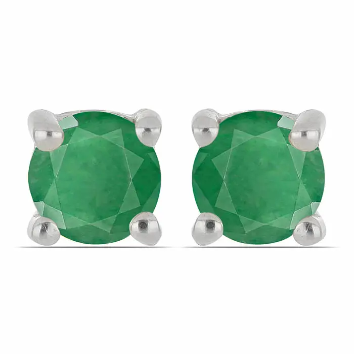 Náušnice stříbrné s broušenými smaragdy Ag 040418 EM - 0,4 cm, 0,8 g