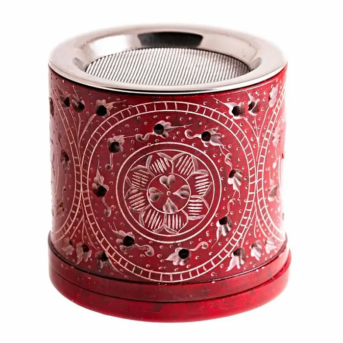 Kadidelnice z mastku Red flowers - cca 8,5 x 8 cm