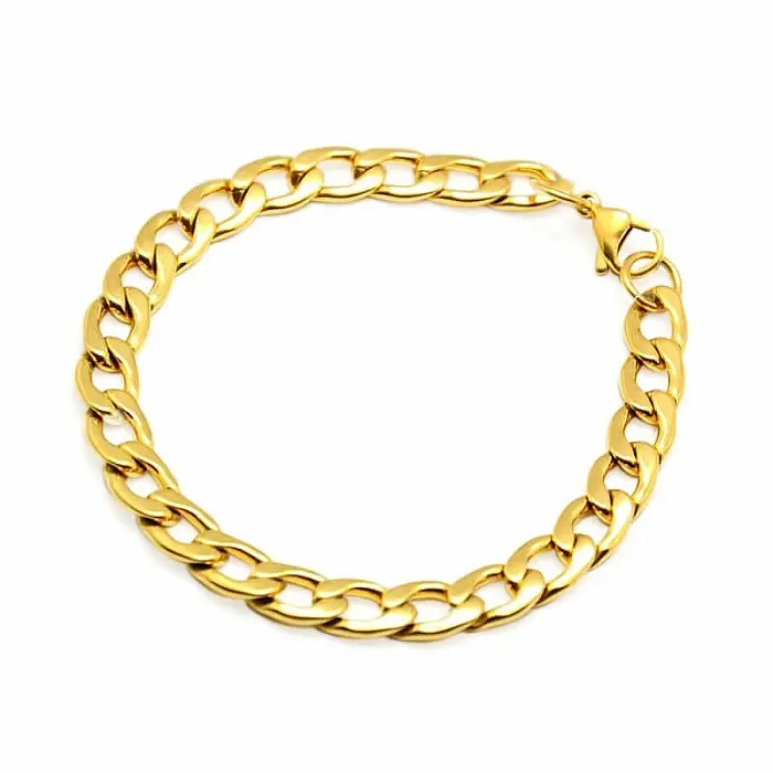 Náramek Curb styl nerezová ocel barva zlata 20,5 cm - obvod cca 20,5 cm