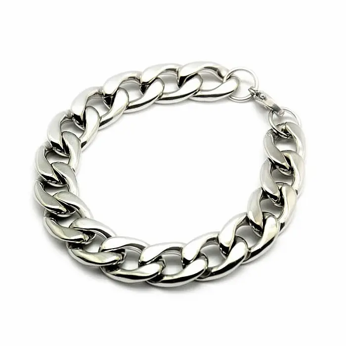 Náramek Curb styl nerezová ocel barva stříbra 21 cm - obvod cca 21 cm