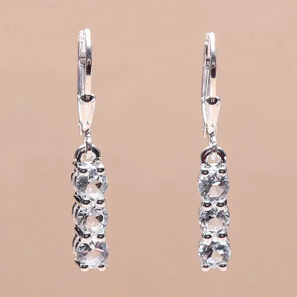 Náušnice stříbrné s broušenými akvamaríny Ag 925 014969 AQ - 1,2 cm, 2,1 g