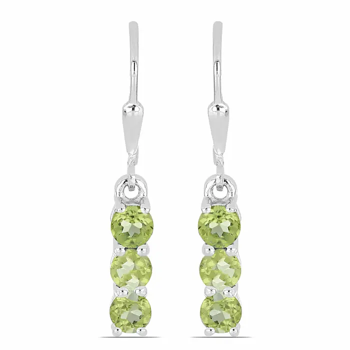 Náušnice stříbrné s broušenými olivíny Ag 925 014969 PD - 1,2 cm, 2,1 g
