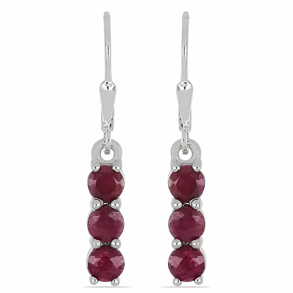 Náušnice stříbrné s broušenými rubíny Ag 925 014969 RB - 1,2 cm, 2,1 g