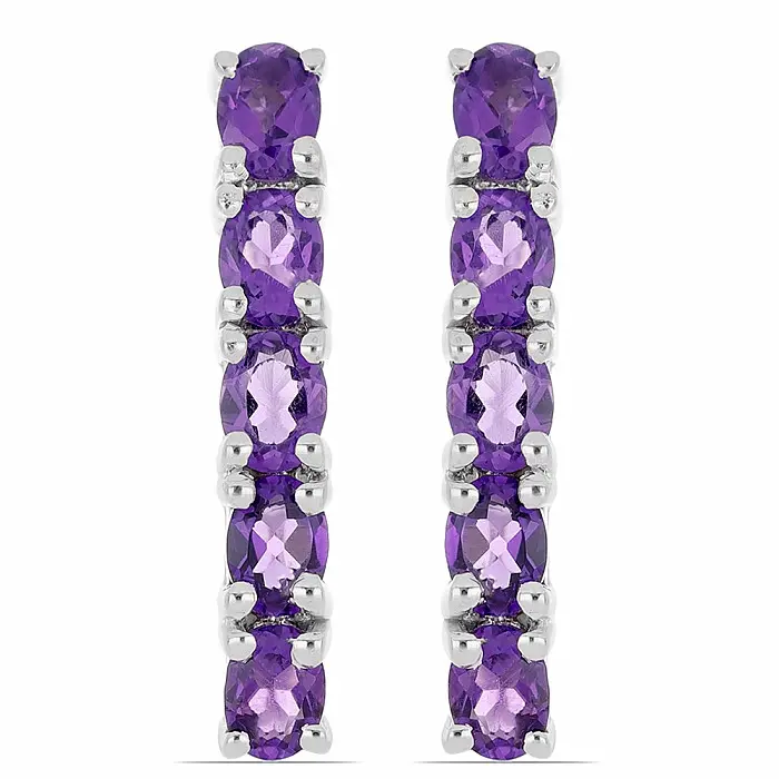 Náušnice stříbrné s broušenými africkými ametysty Ag 925 015915 AFAM - 2,0 cm, 3,8 g