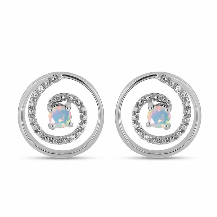 Náušnice stříbrné s etiopskými opály a zirkony Ag 925 020614 ETOP - 1,5 cm, 3,2 g