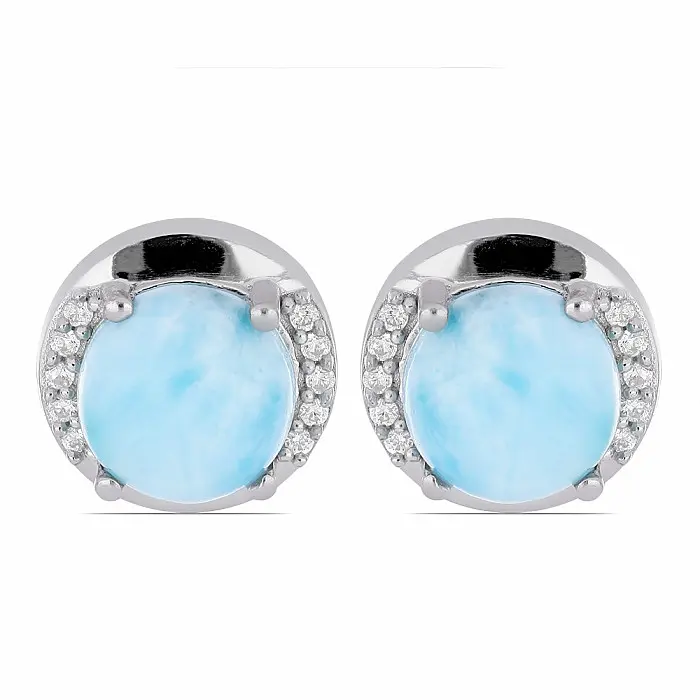 Larimar náušnice stříbro Ag 925 VE049760 - 1,1 cm, 3,7 g
