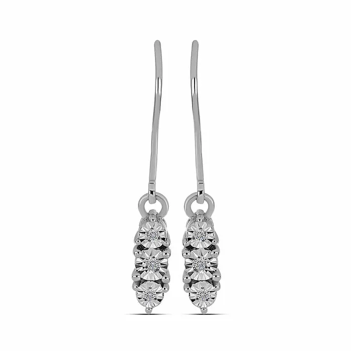 Náušnice stříbrné s broušenými diamanty Ag 925 058820 DIA - 1,2 cm, 2 g