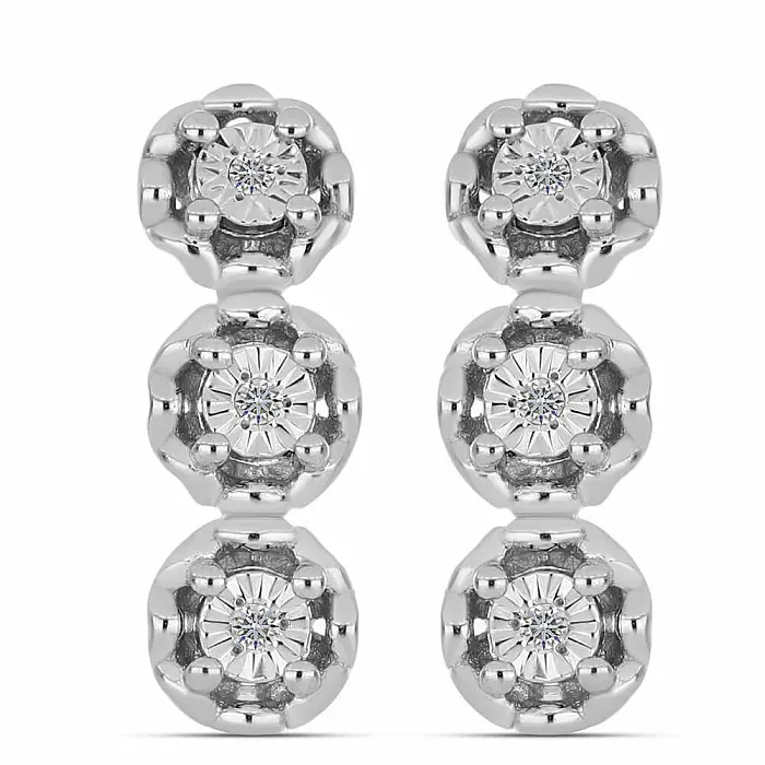 Náušnice stříbrné s broušenými diamanty Ag 925 058822 DIA - 1,6 cm, 3,9 g