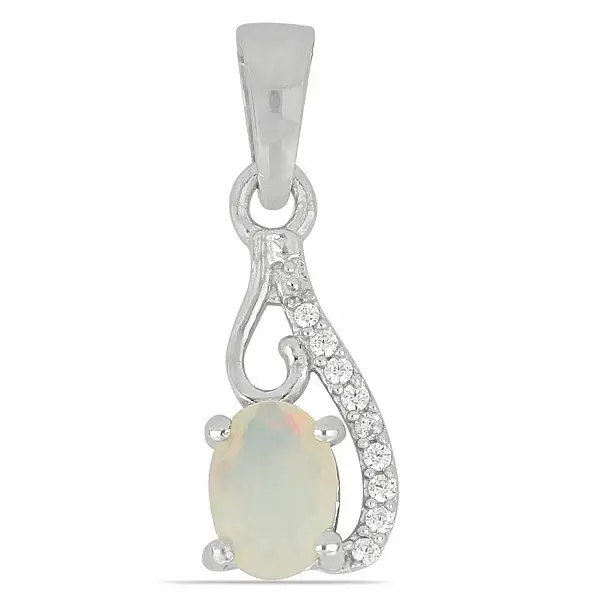 Přívěsek stříbrný s etiopským opálem a zirkony Ag 925 020065 ETOP - 1,5 cm, 1,2 g