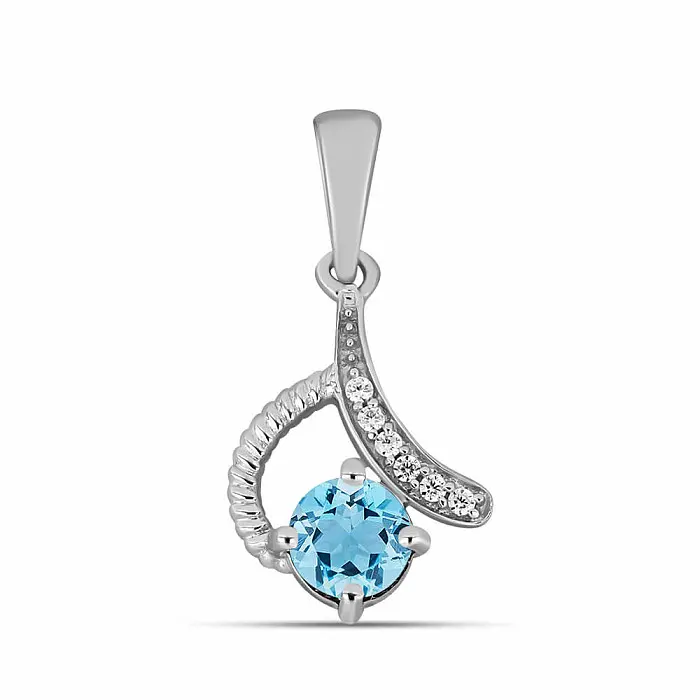 Přívěsek stříbrný s broušeným akvamarínem a zirkony Ag 925 026632 AQ - 1,3 cm, 1 g