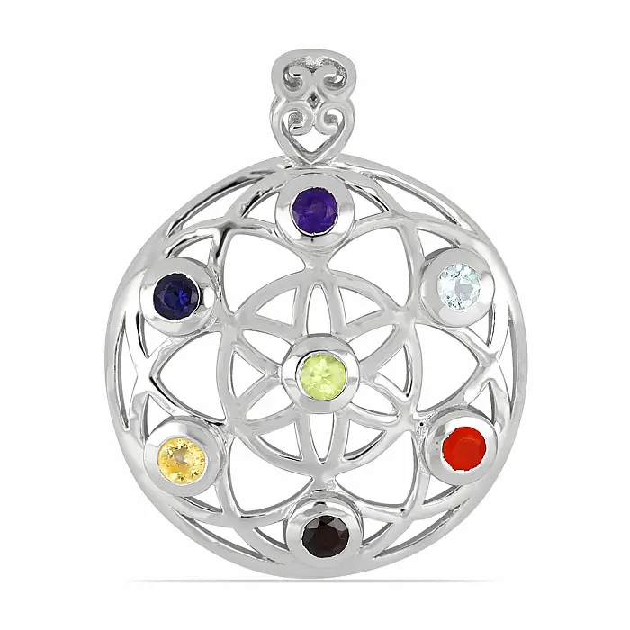 Čakrový přívěsek rhodiovaný Mandala Ag 925 - 2,6 cm, 5,4 g