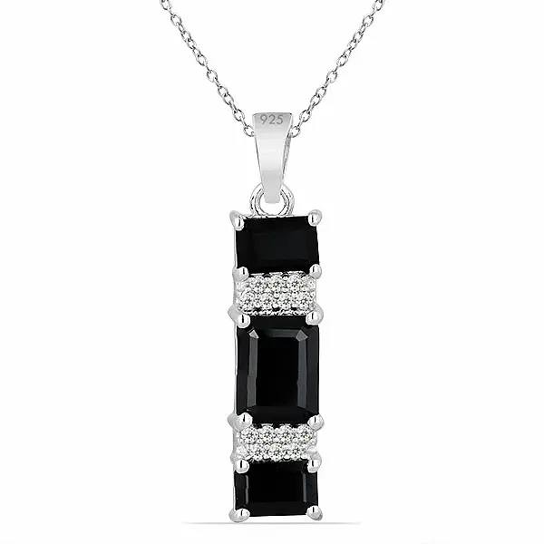 Přívěsek stříbrný s broušenými onyxy a zirkony Ag 925 07885 ONY - 2,3 cm, 2,0 g