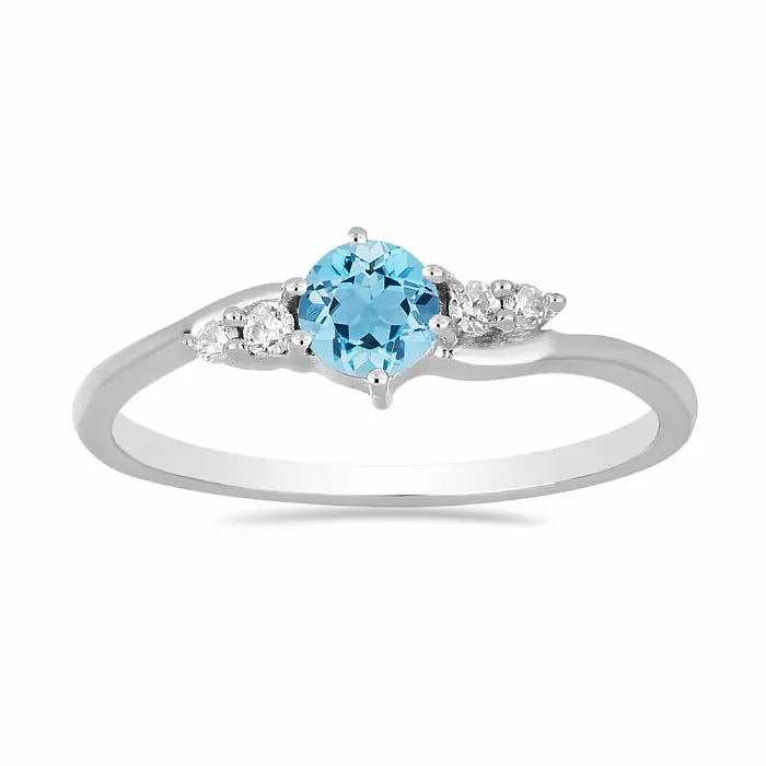 Prsten stříbrný s Blue Sky topazem a zirkony Ag 925 011580 BT