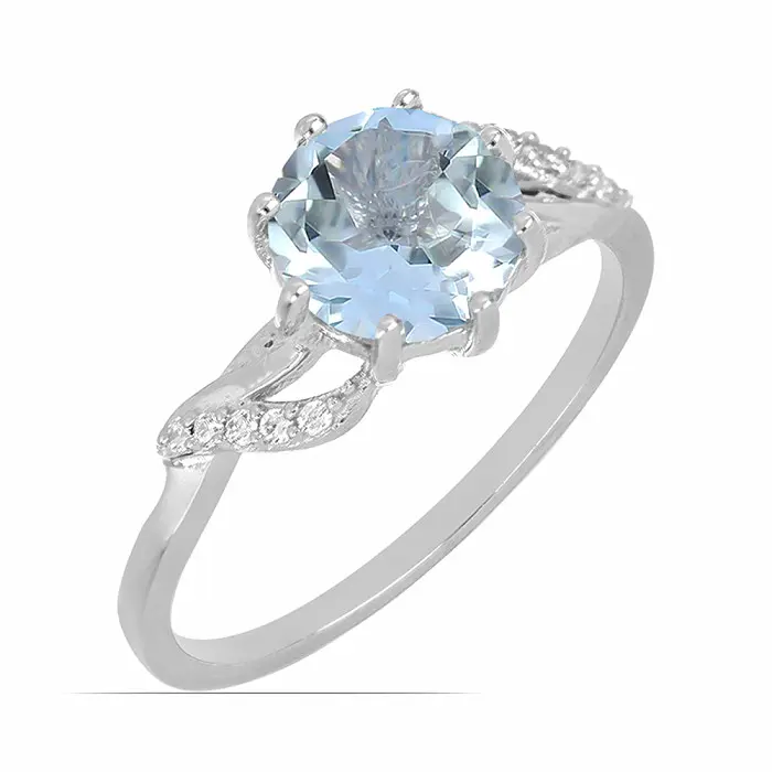 Prsten stříbrný s velkým Blue Sky topazem a zirkony Ag 925 015554 BT - 62 mm (US 10) 2,6 g