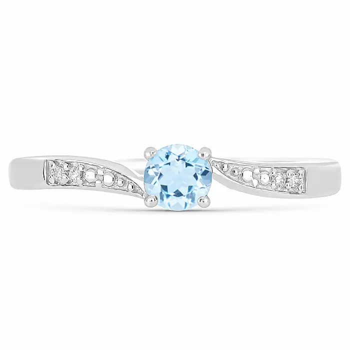 Prsten stříbrný s Blue Sky topazem a zirkony Ag 925 015992 BT - 62 mm (US 10), 1 g