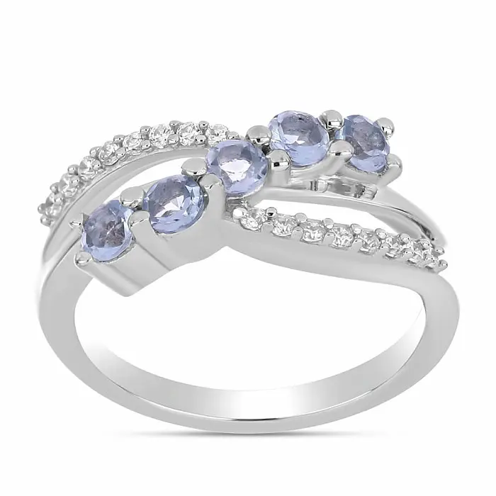 Prsten stříbrný s Blue Sky topazem a zirkony Ag 925 026296 BT