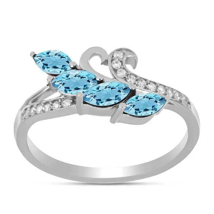 Prsten stříbrný s Blue Sky topazem a zirkony Ag 925 026347 BT