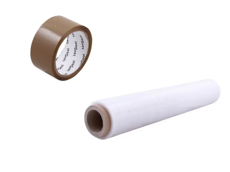 Set hnědá lepicí páska + transparentní stretch fólie