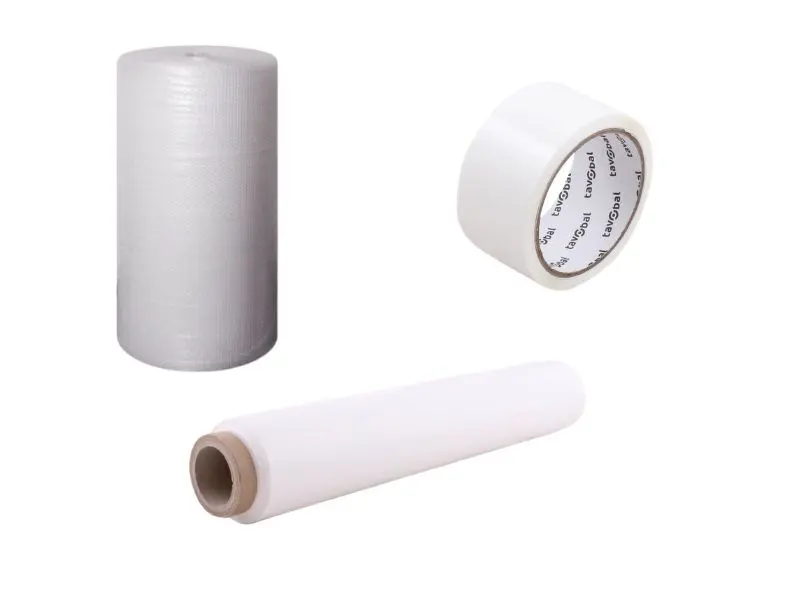 Set bublinková fólie 100cm + bílá lepicí páska + bílá stretch fólie
