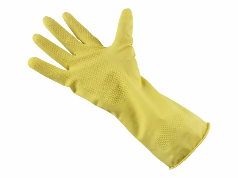 Rukavice na úklid, latexové, žluté, velikost M
