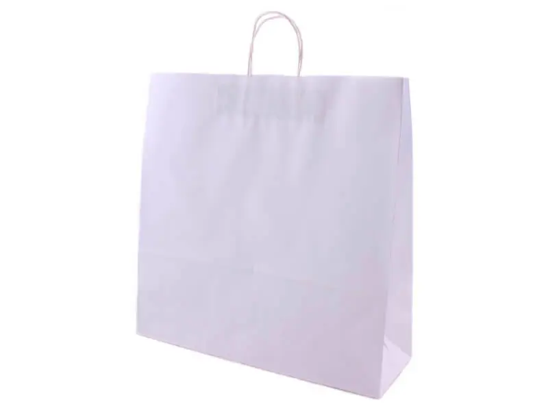 Taška 45*17*48 cm, kroucené držadlo, bílý recykl 100 g