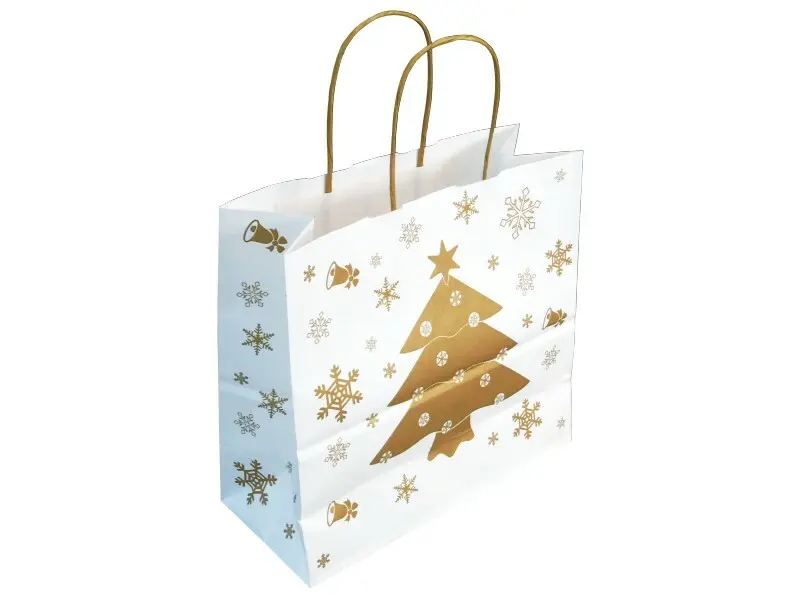 Dárková vánoční taška 25*11*24 cm, bílý sulfátový papír 120 g