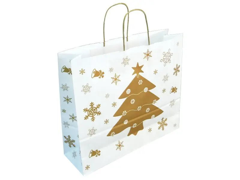 Dárková vánoční taška 42*13*37 cm, bílý sulfátový papír 120 g