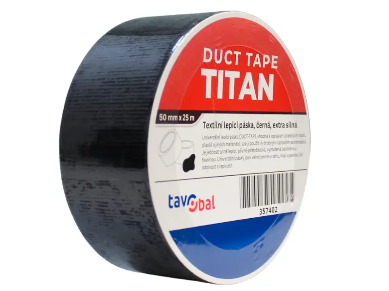 TAVOBAL TITAN lepící páska DUCT tape, 50 mm * 25 m, černá