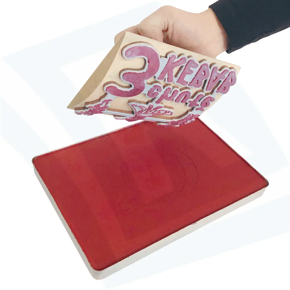 Sada XXL dřevěné kolébkové razítko 140x120 mm + TopPad + barva