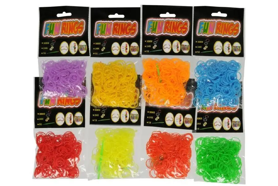 Teddies gumičky na pletení náramků (250 ks) se sponkami a háčkem - MIX, více druhů