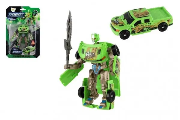 Teddies Transformer auto/robot plast 14cm zelený
