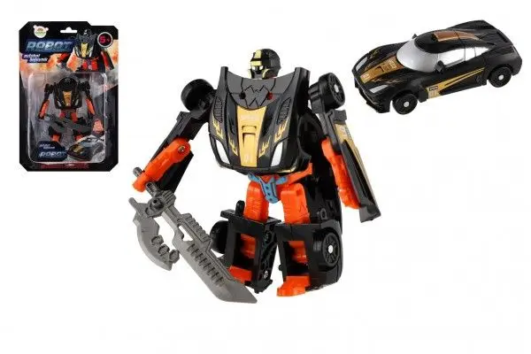 Teddies Transformer auto/robot plast 14cm černý na kartě 17x26x6cm
