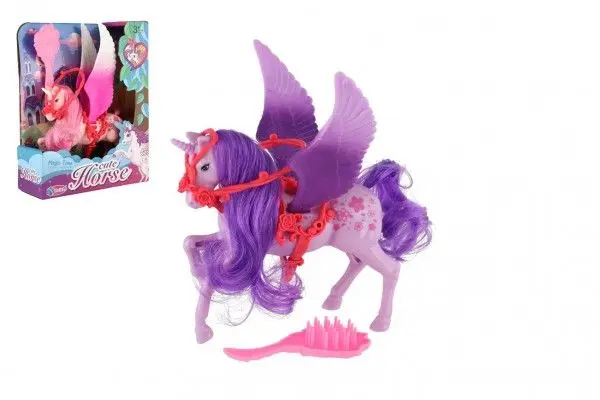 Teddies Jednorožec s křídly česací s hřebenem - 22 cm - 3 barvy