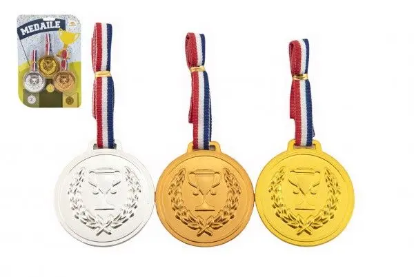 Teddies Medaile se šňůrkou 3 ks průměr 6 cm