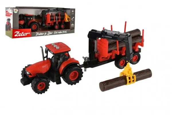 Traktor Zetor s vlekem a nákladním ramenem