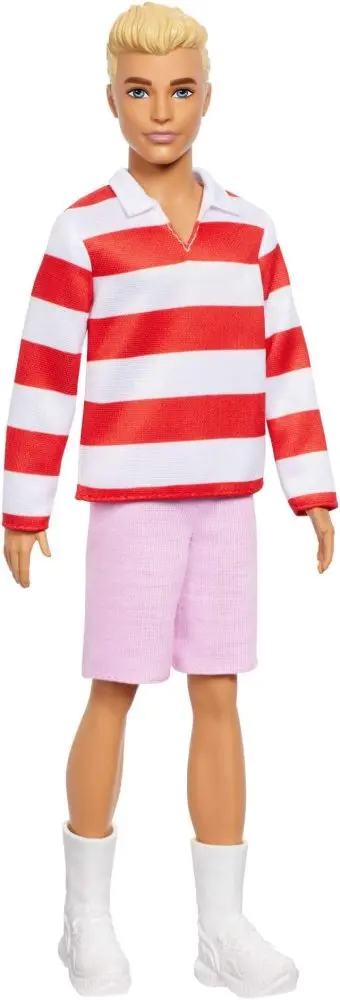 Mattel barbie model ken 241 v pruhovaném triku, hyv01