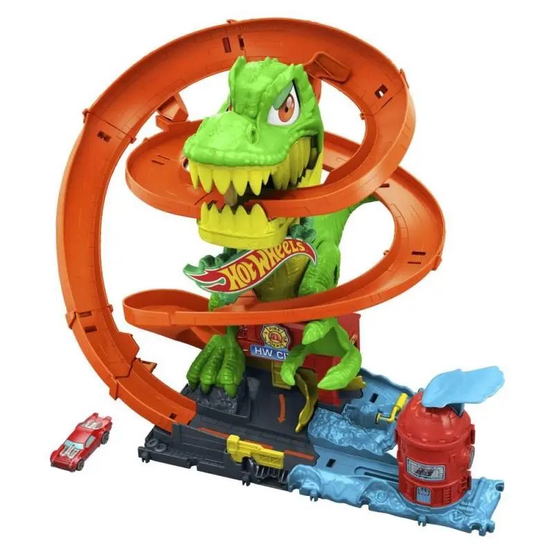 Hot Wheels city T-rex útočí na hasičskou stanici