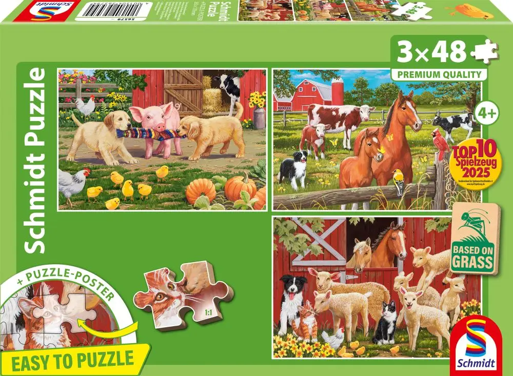 Schmidt Puzzle 3×48 dílků: Zvířata na farmě