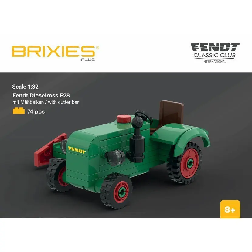 BRIXIES Plus 222.704 Fendt Dieselross F28 Classic Club Collection - historický traktor s žací lištou, 1:32, 74 k