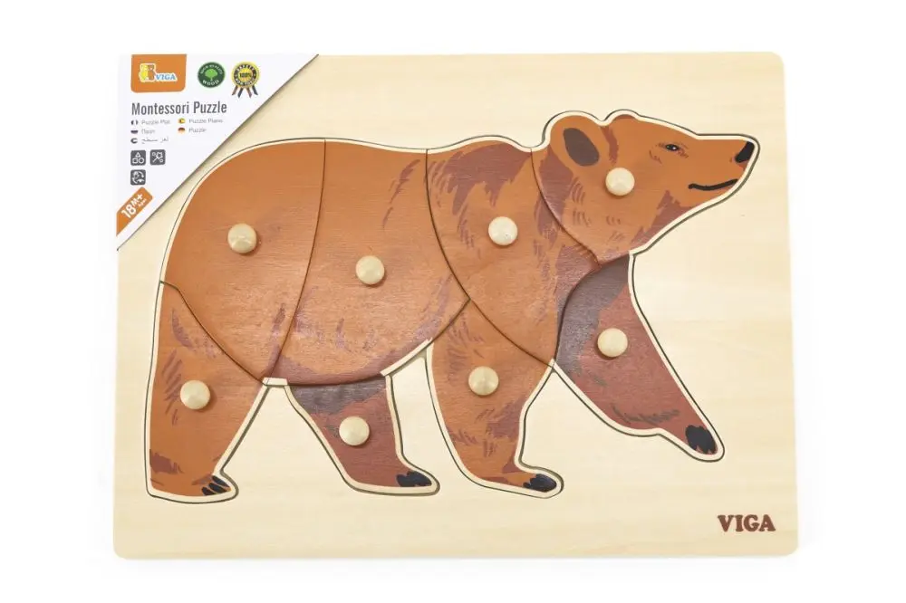 Dřevěné puzzle s úchyty Viga 44606 Medvěd