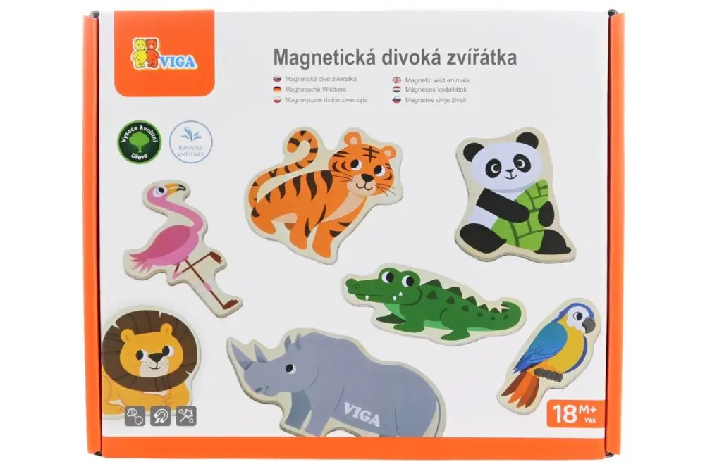 Viga dřevěné magnety divoká zvířata – barevné magnety edukacyjne
