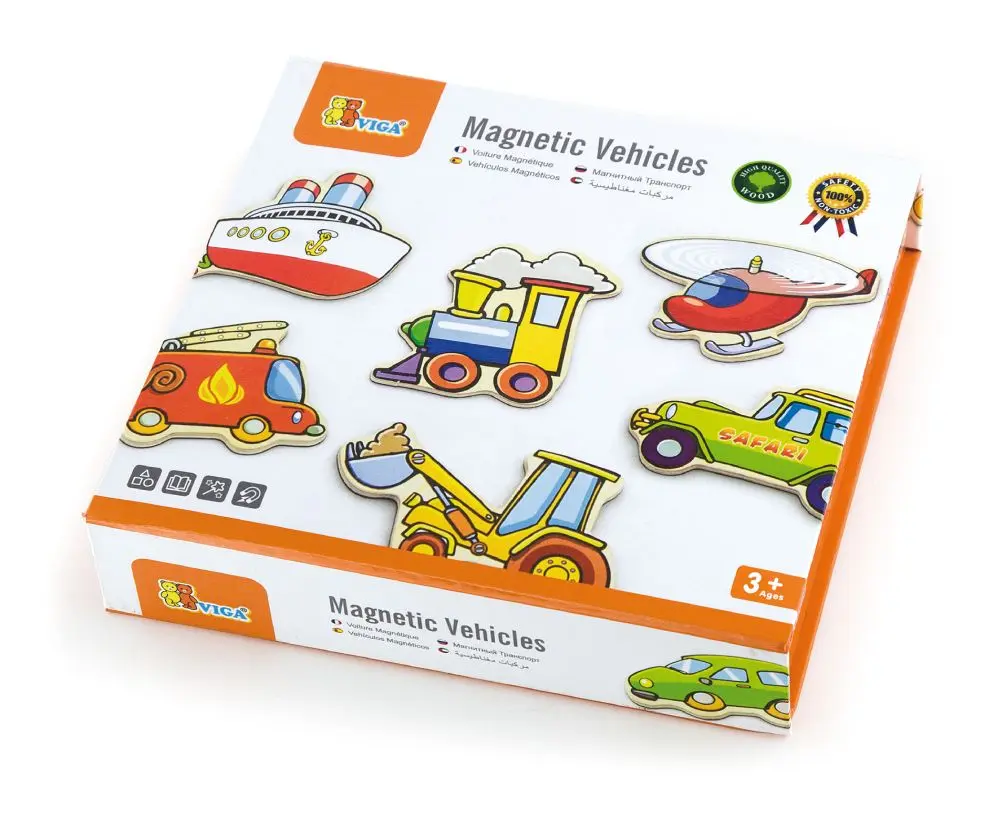 Viga Dřevěné magnety 20 ks - dopravní prostředky