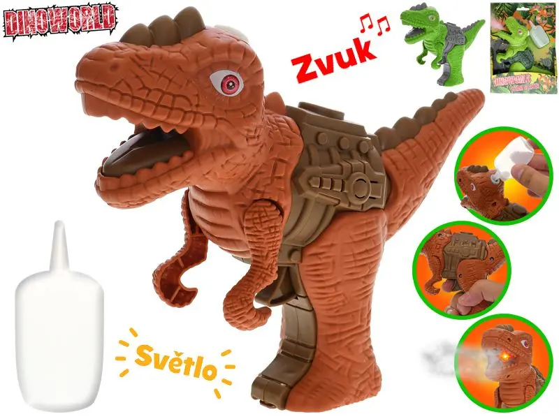 M.T. Dinoworld Dinosaurus 17cm se zvukem vytvářející páru zelená