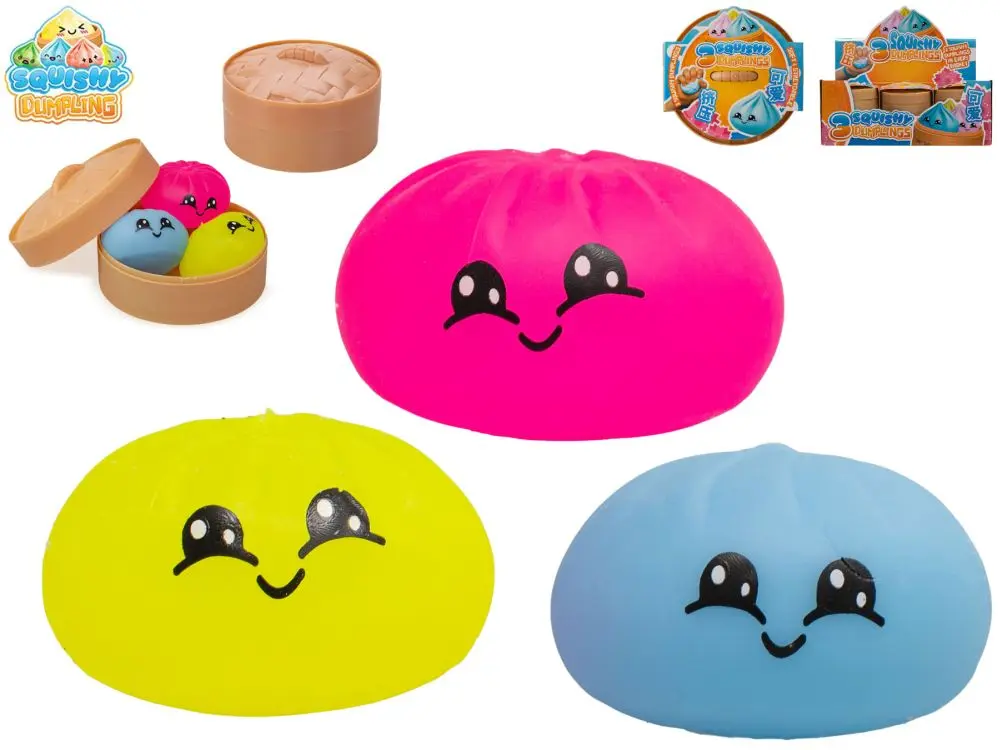 Mikro Squishy Dumpling knedlík pěnový 5cm 3ks v košíku