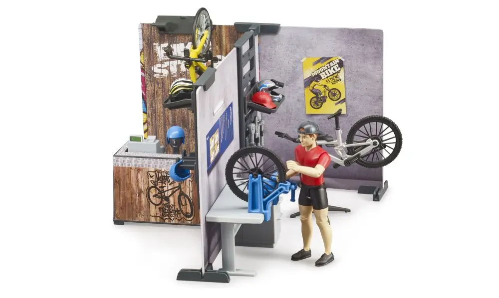 BWORLD Bruder 63120 Cykloservis a prodejna s figurkou