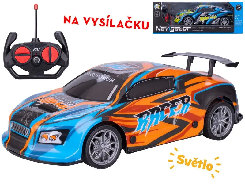Mikro R/C auto závodní 26cm 27MHz plná funkce na baterie se světlem