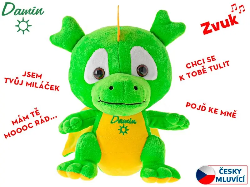 Mikro Trading Dráček Damin na baterie česky mluvící 0m+ v sáčku 19 cm