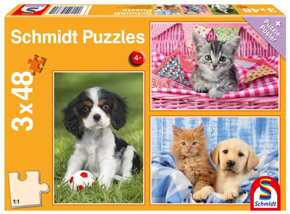 Schmidt puzzle Nejroztomilejší zvířata 3x48 dílků
