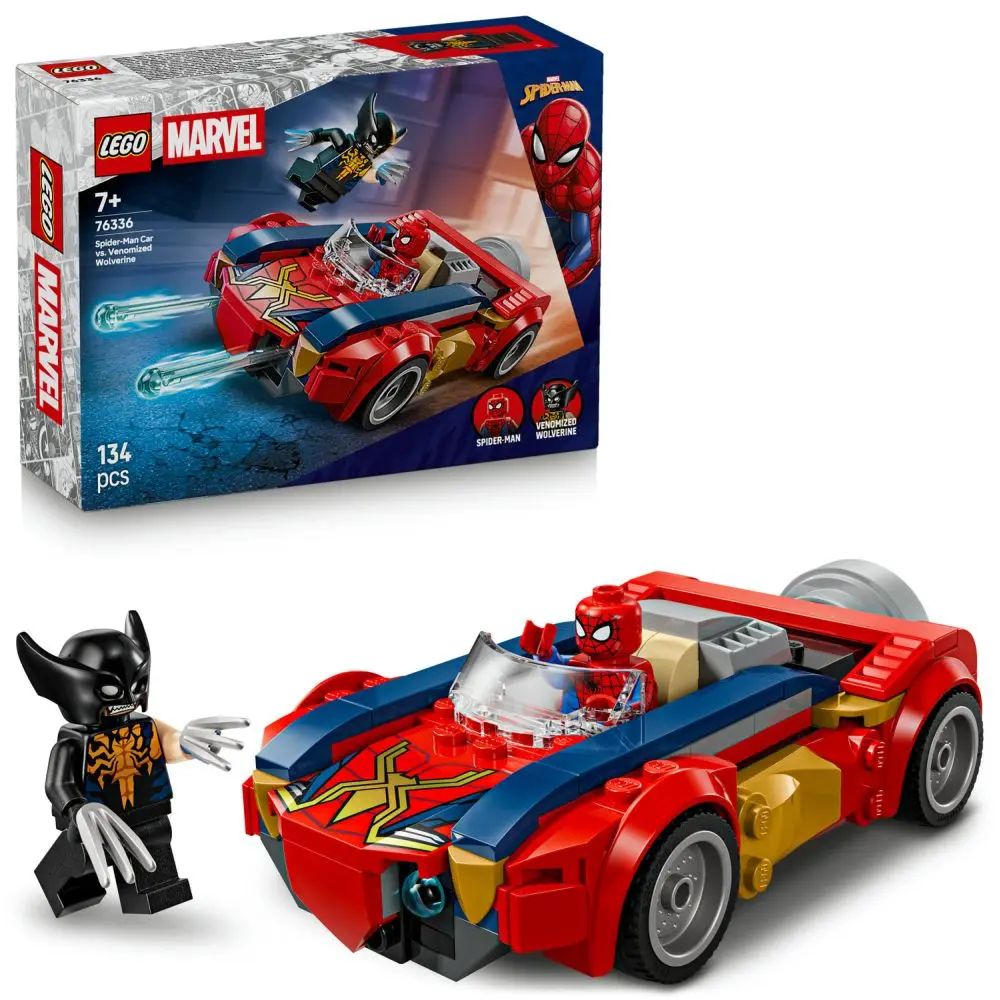 Lego® marvel 76336 spider-man a auto vs. venomizovaný wolverine